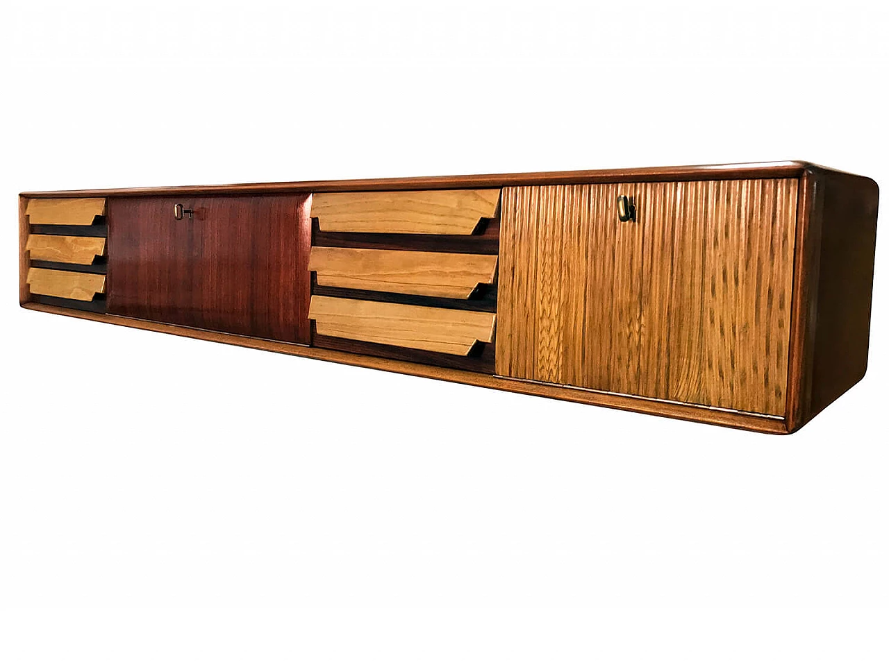 Credenza a muro in legno di Vittorio Dassi, anni '50 1