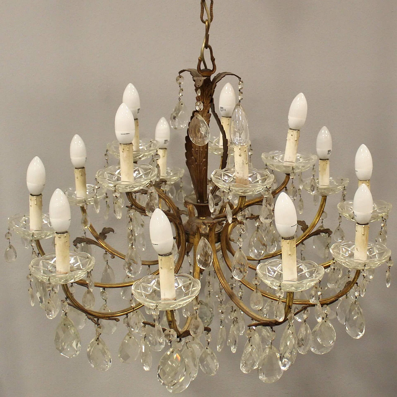 15-light chandelier with crystal drops, mid-19th century 1