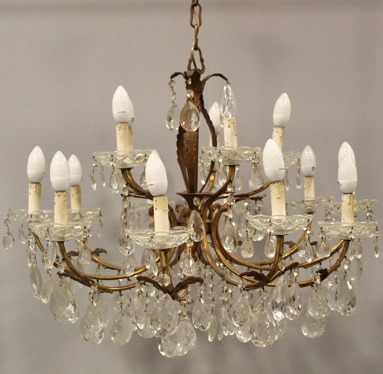 15-light chandelier with crystal drops, mid-19th century 2