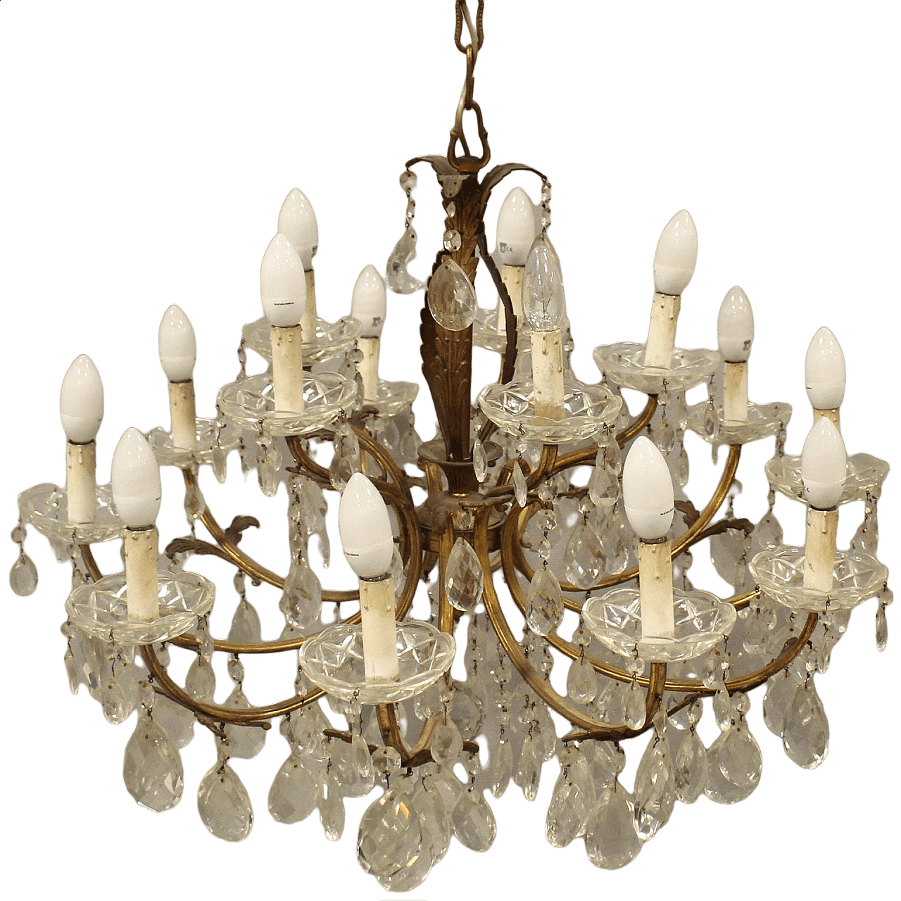 15-light chandelier with crystal drops, mid-19th century 4