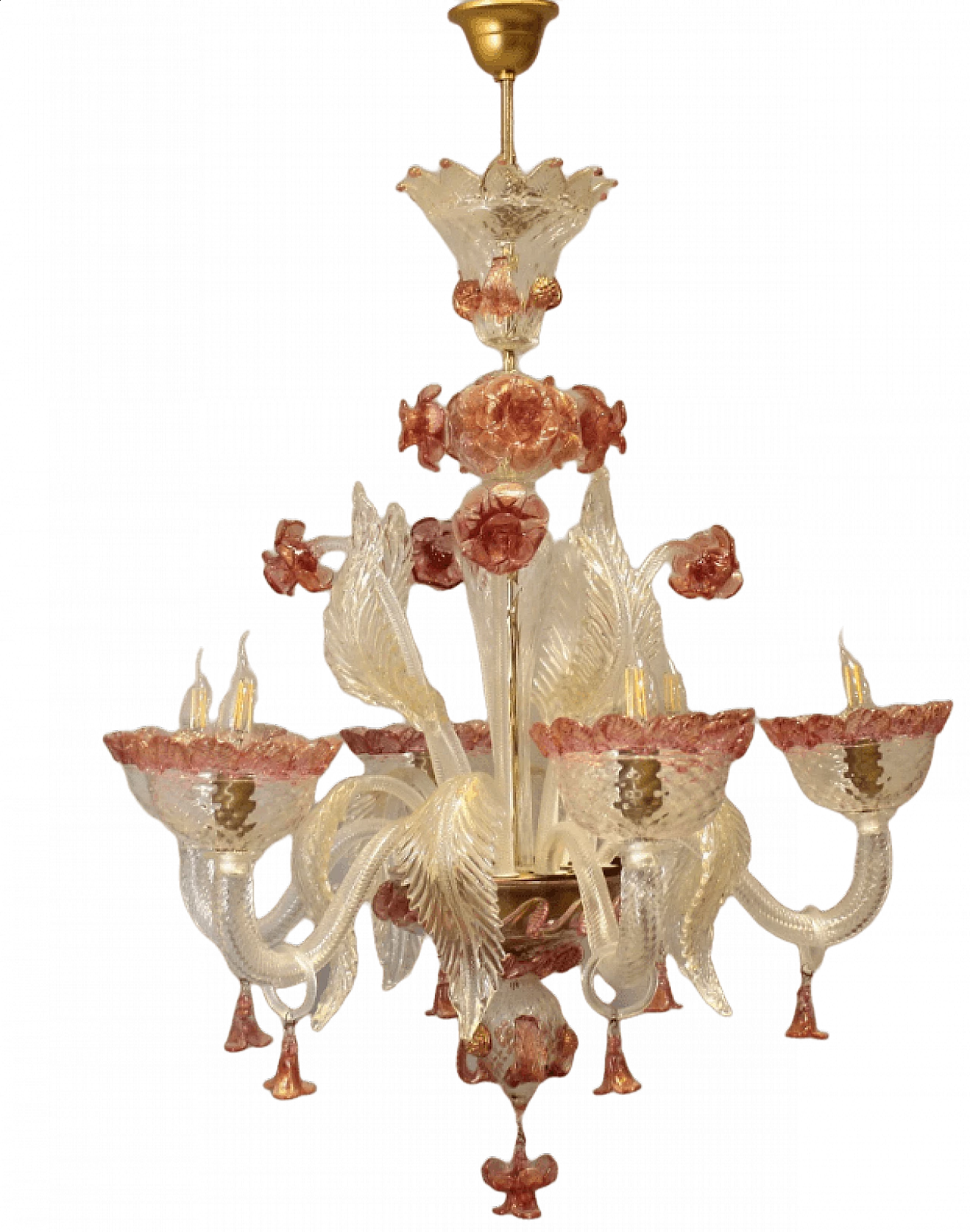 Lampadario in vetro di Murano a 6 luci, metà '900 5