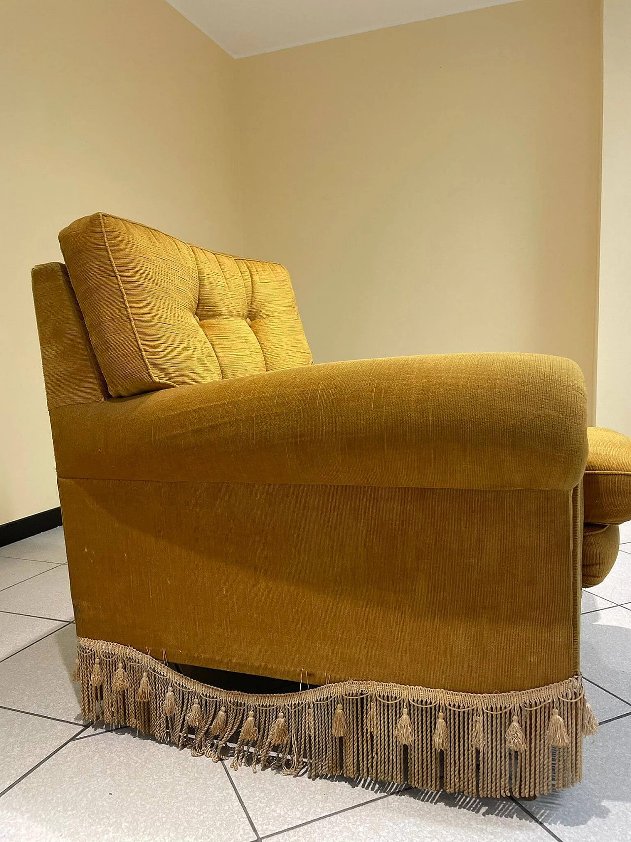 Armchair with yellow ochre fabric cover, 1980s 2