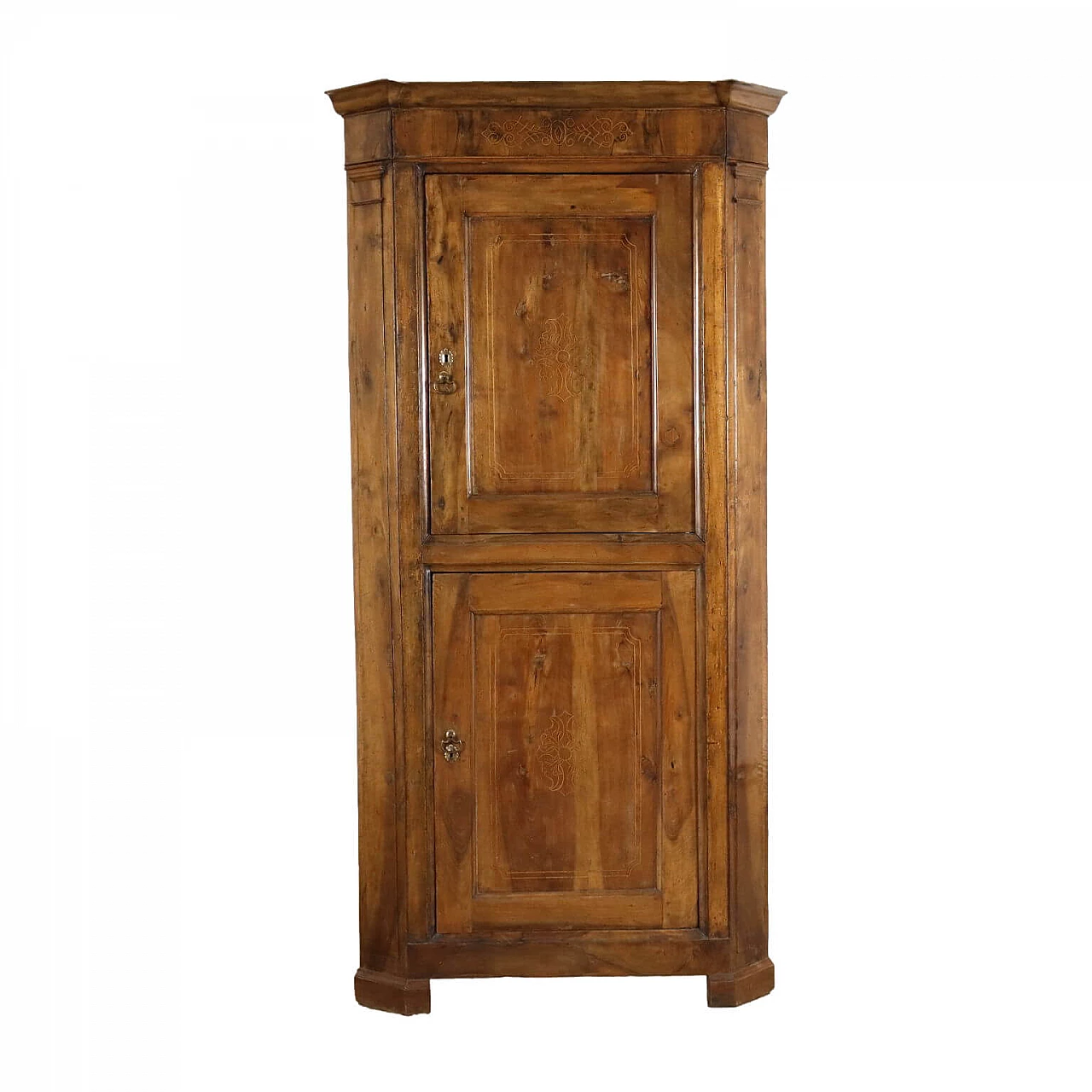 Louis Philippe corner cabinet in walnut and cherry, mid-19th century 1