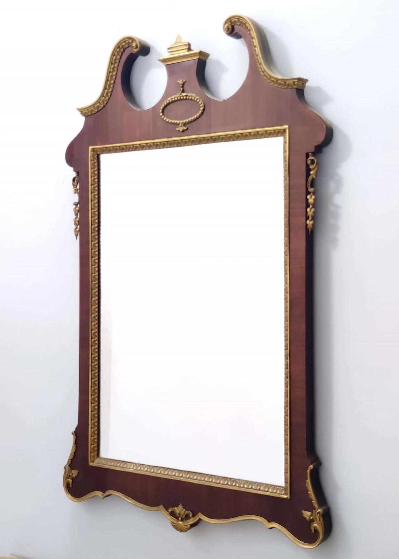 Wall mirror with beech and brass frame, 1960s 8