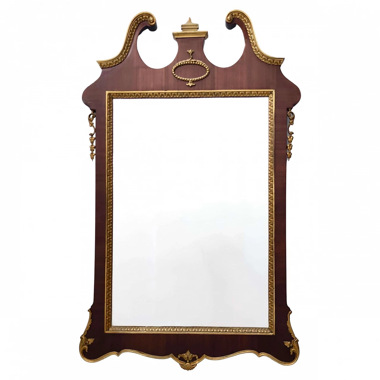 Wall mirror with beech and brass frame, 1960s 11