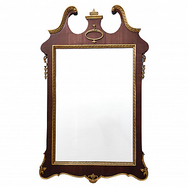 Wall mirror with beech and brass frame, 1960s