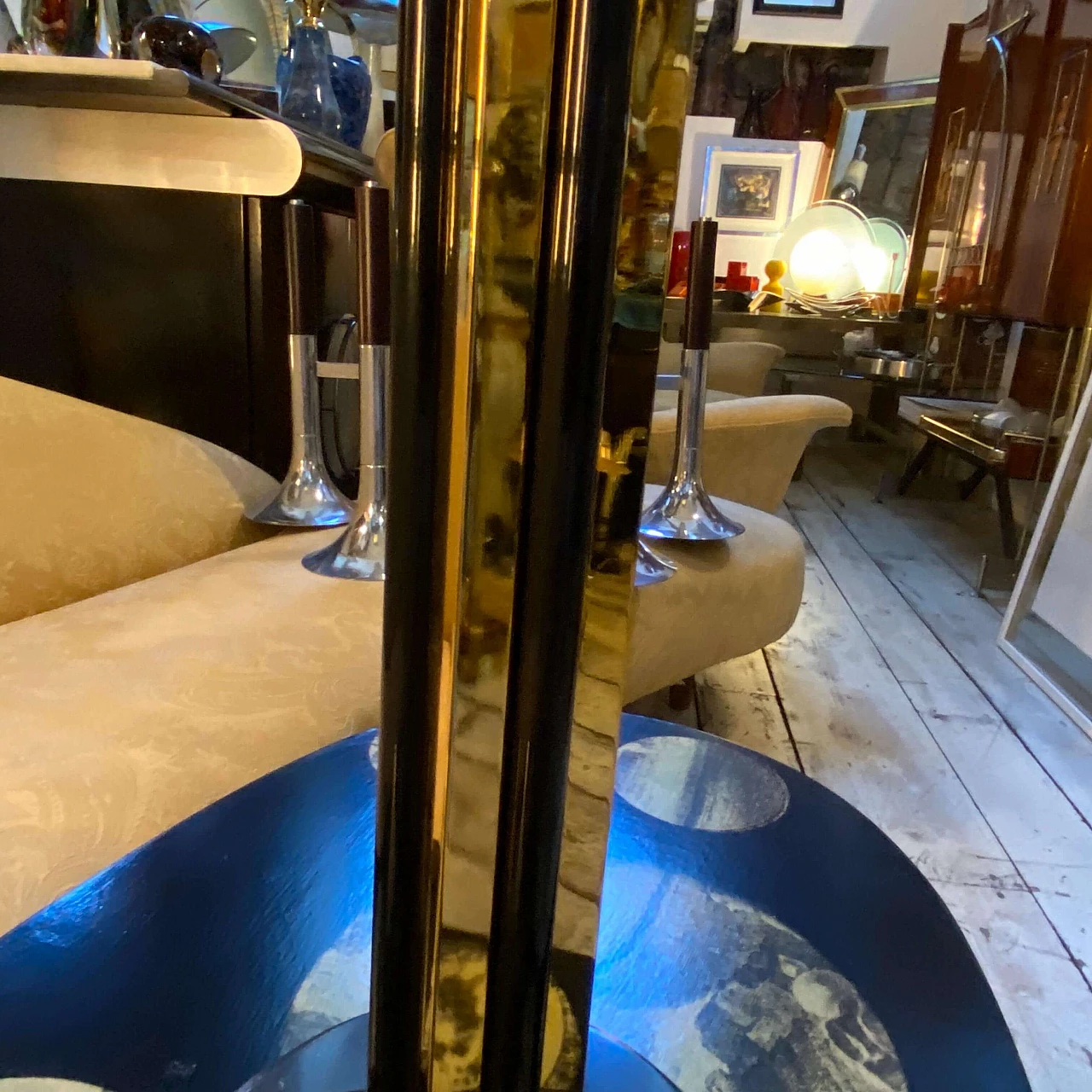 Table lamp with marble and brass frame, 1970s 2