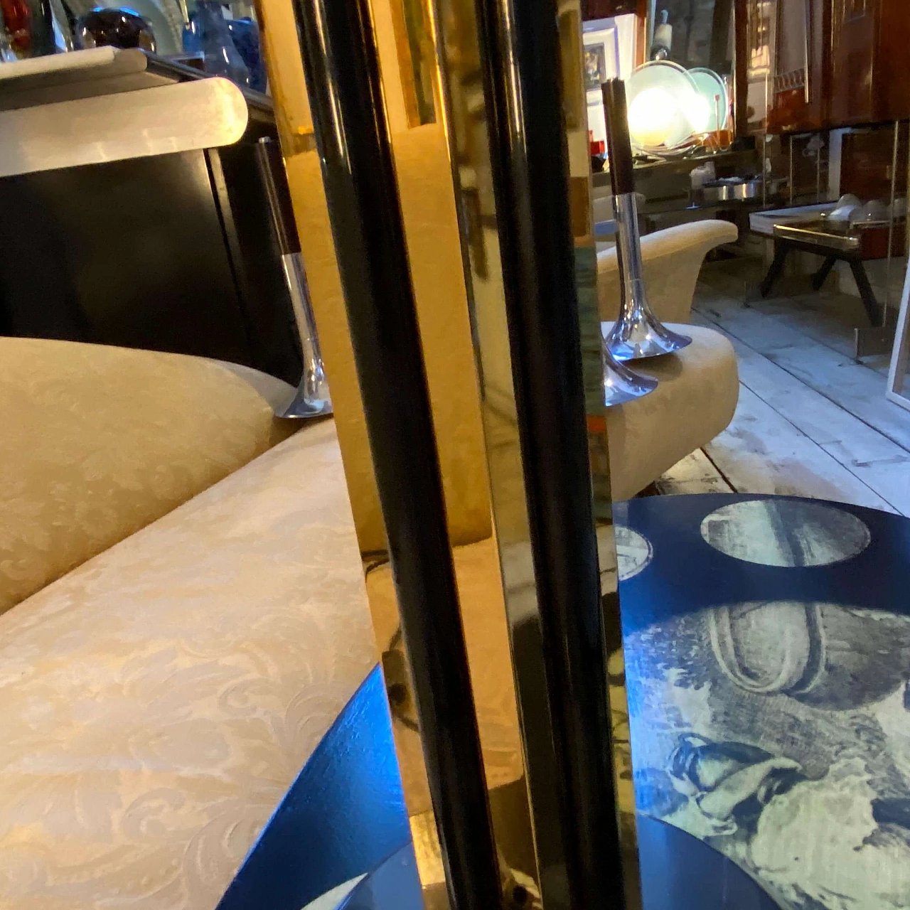 Table lamp with marble and brass frame, 1970s 8