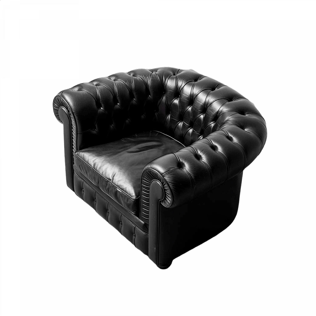 Chesterfield armchair in black leather, 1970s 11