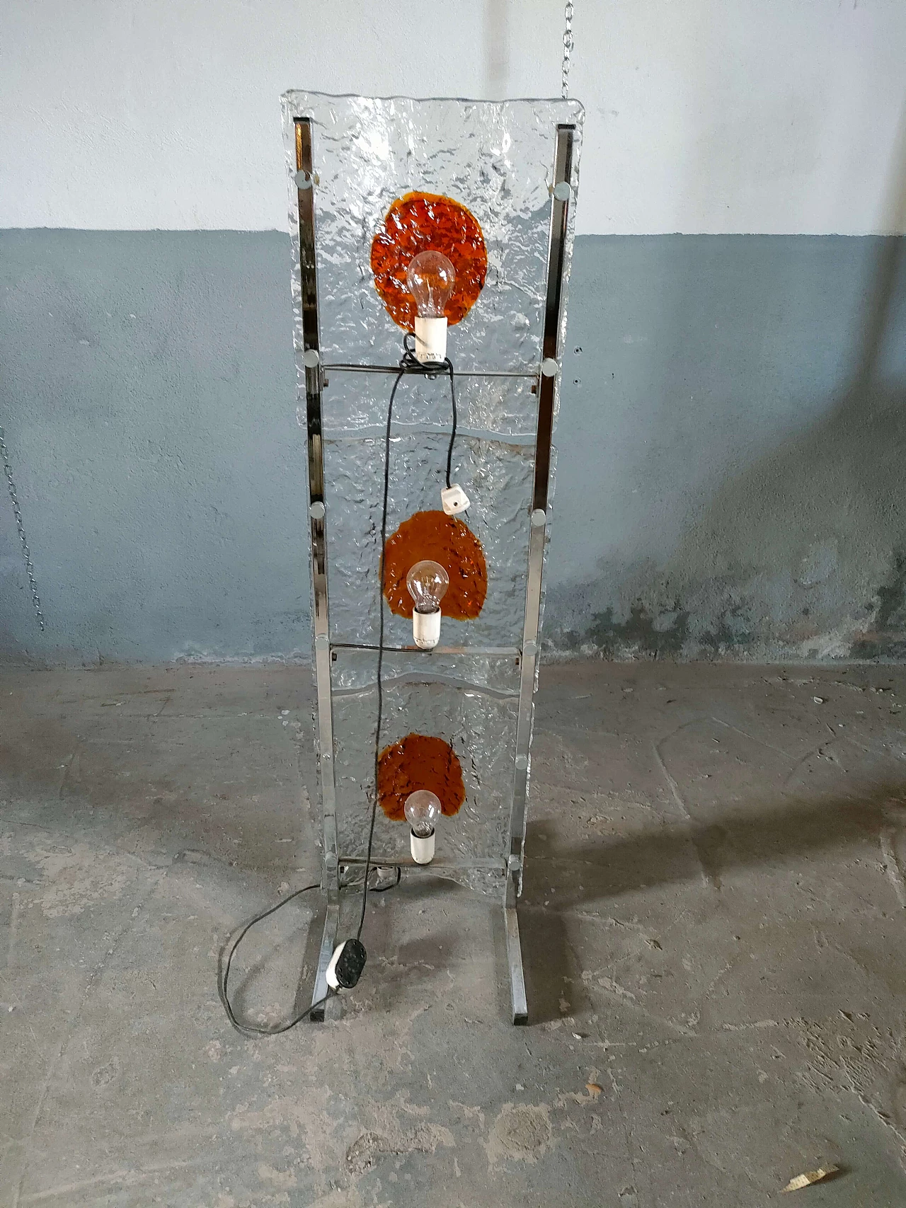 Lampada da terra in vetro di Toni Zuccheri per Mazzega, anni '70 3