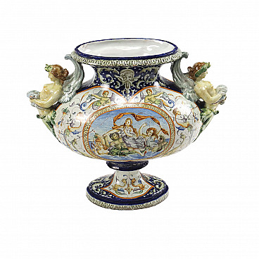 Vaso in ceramica con decorazioni di gusto Neorinascimentale, fine '800
