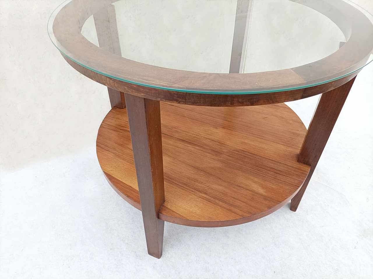 Wooden coffee table with glass top, 1940s 2