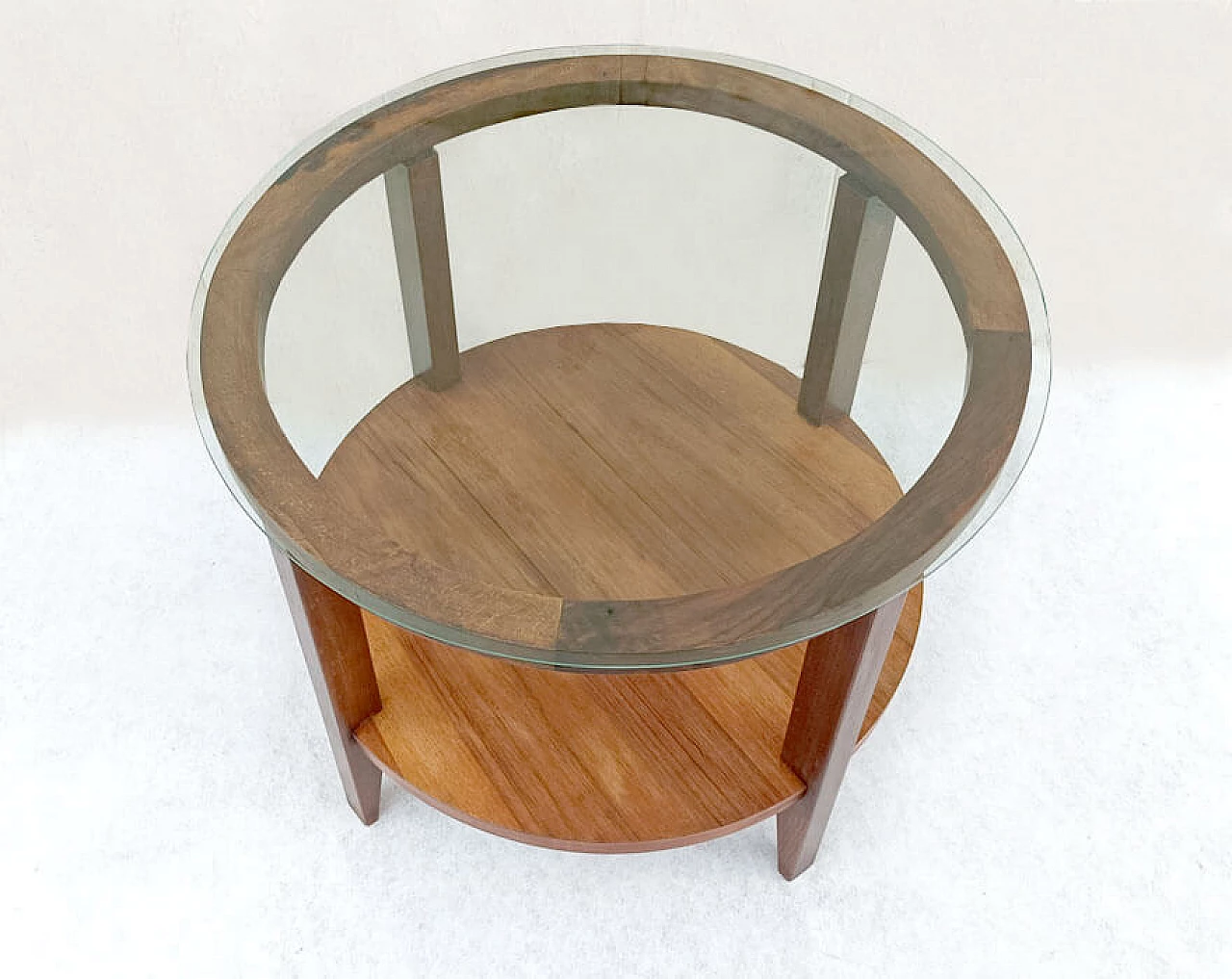 Wooden coffee table with glass top, 1940s 3