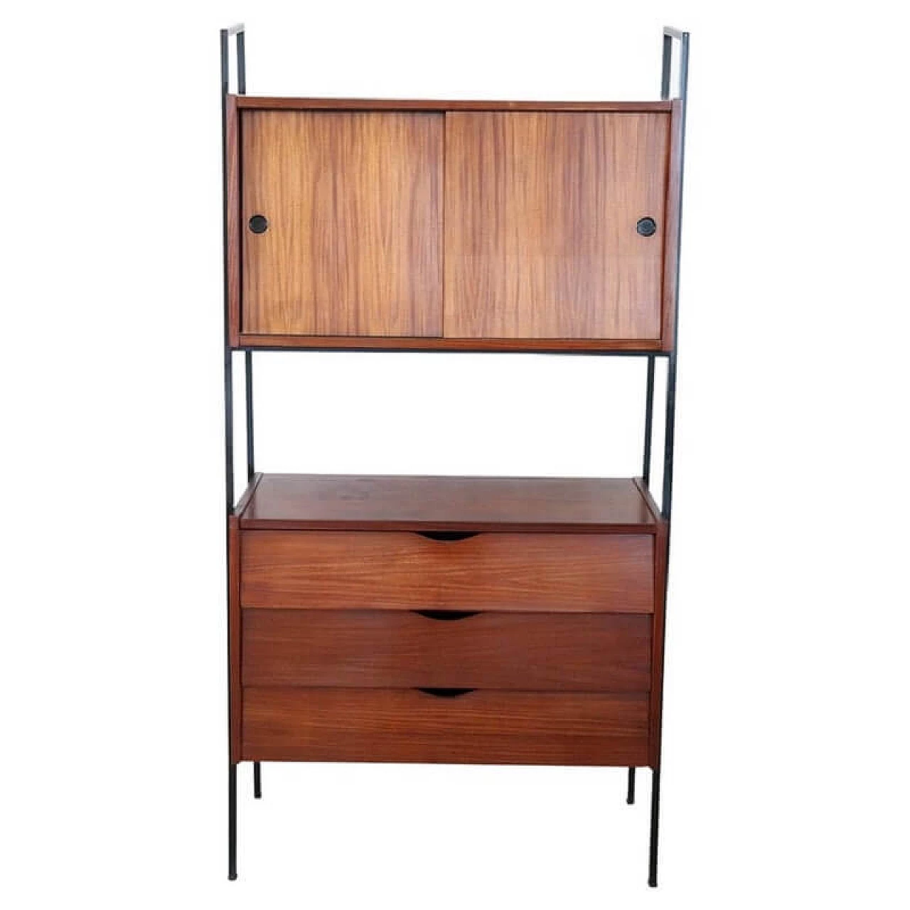 Scarpiera in teak e ferro con ante scorrevoli, anni '60 1