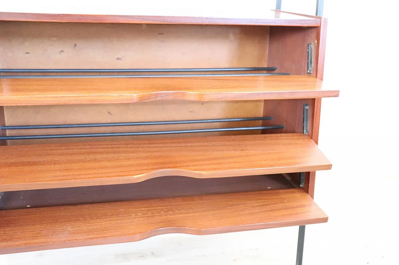 Scarpiera in teak e ferro con ante scorrevoli, anni '60 4