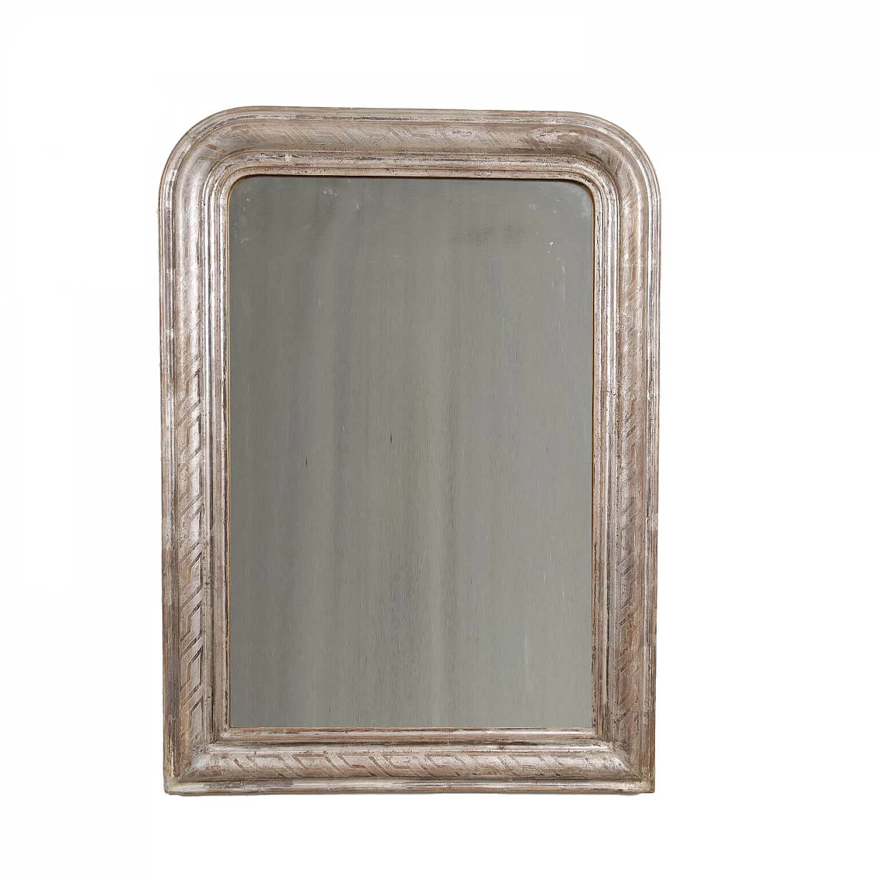 Umbertine tray mirror in silver-plated and carved wood, late 19th century Italy 1