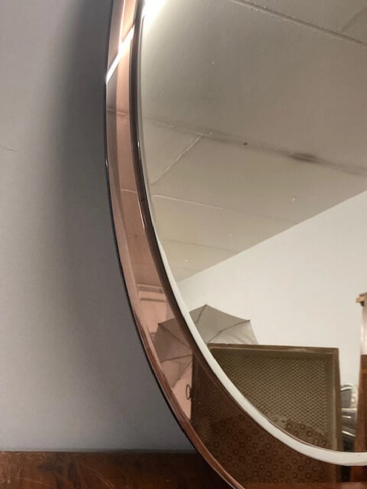 Oval mirror with pink background by Metalvetro Siena, 1970s 4