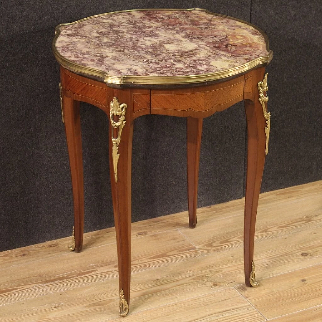 Napoleon III style coffee table with marble top, 1940s 1