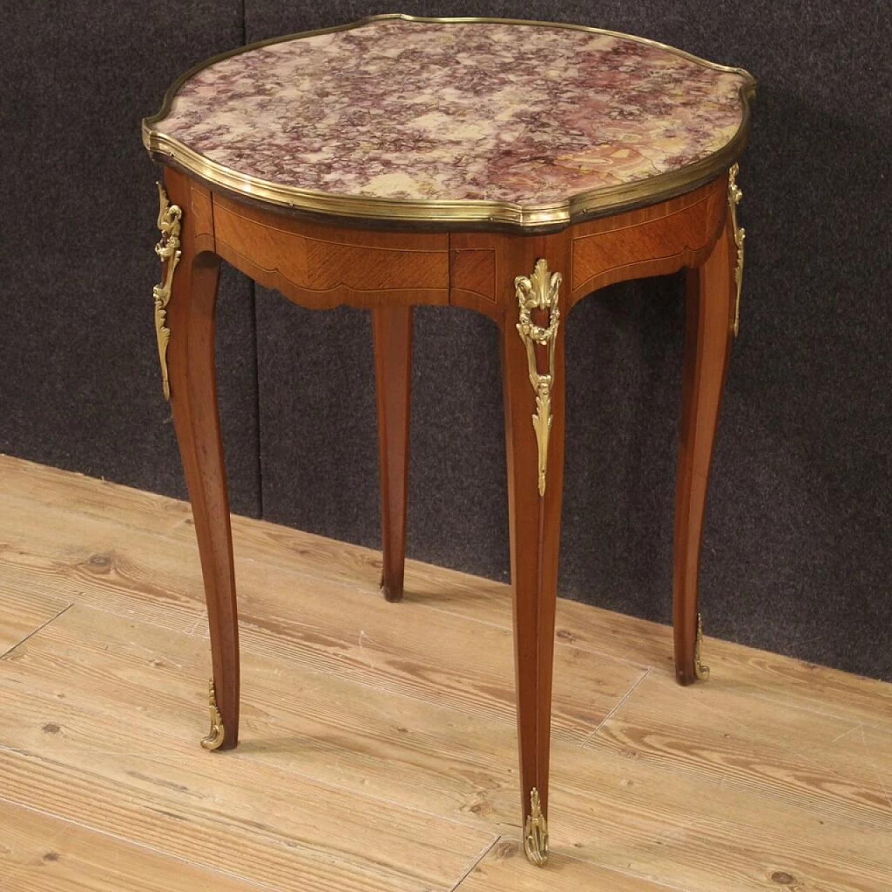 Napoleon III style coffee table with marble top, 1940s 4