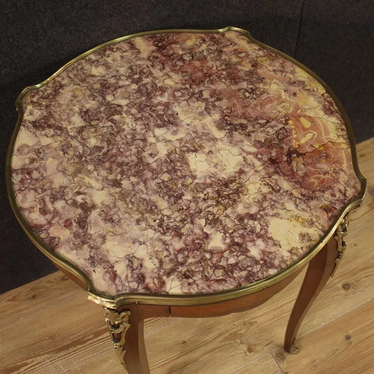 Napoleon III style coffee table with marble top, 1940s 6