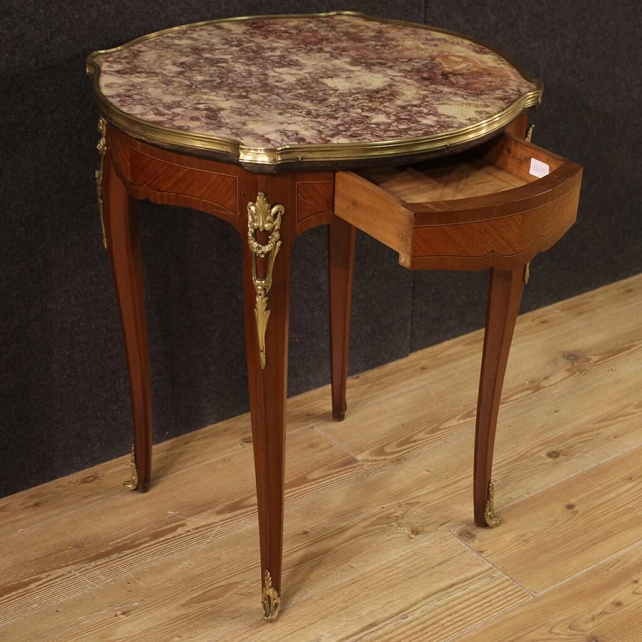 Napoleon III style coffee table with marble top, 1940s 9