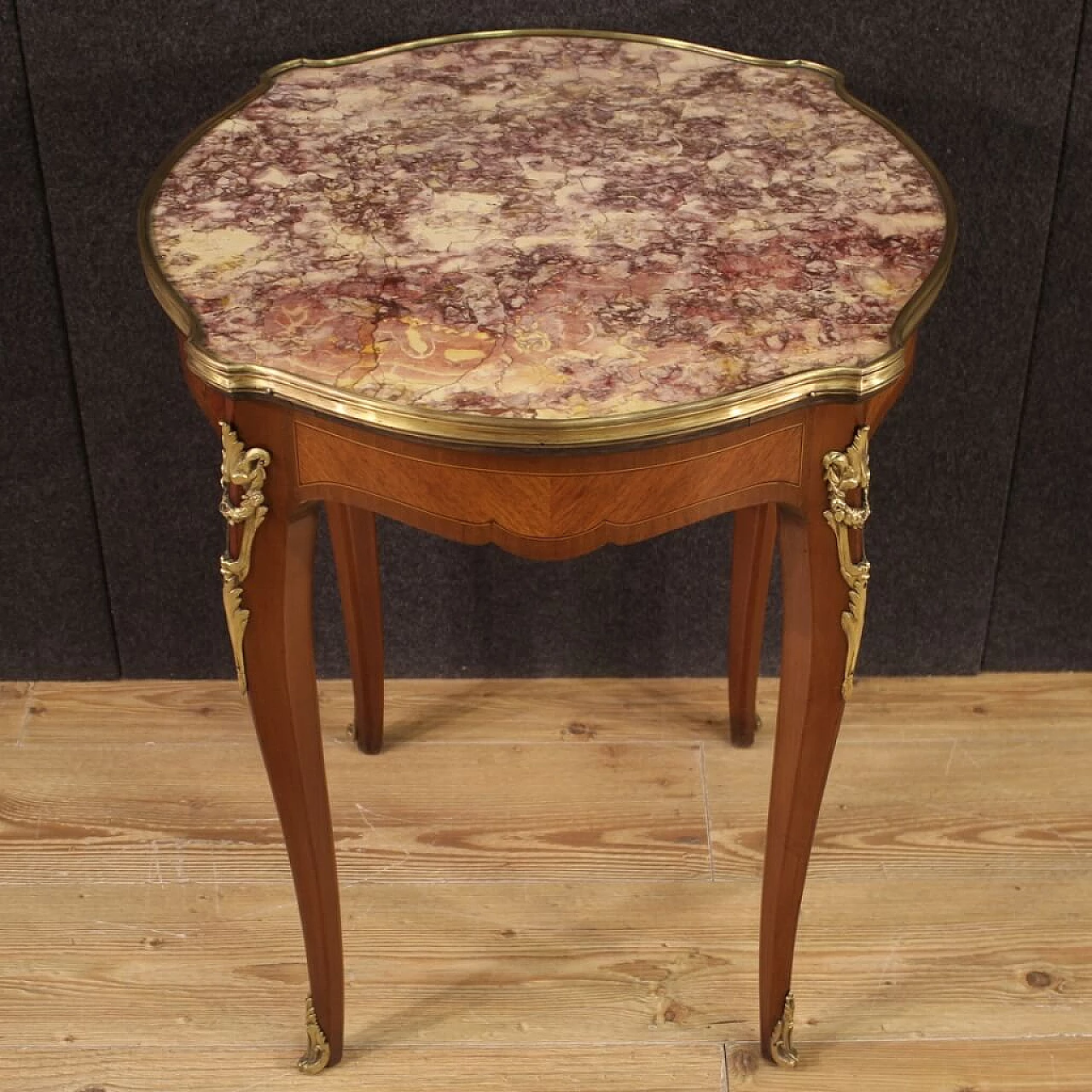 Napoleon III style coffee table with marble top, 1940s 11