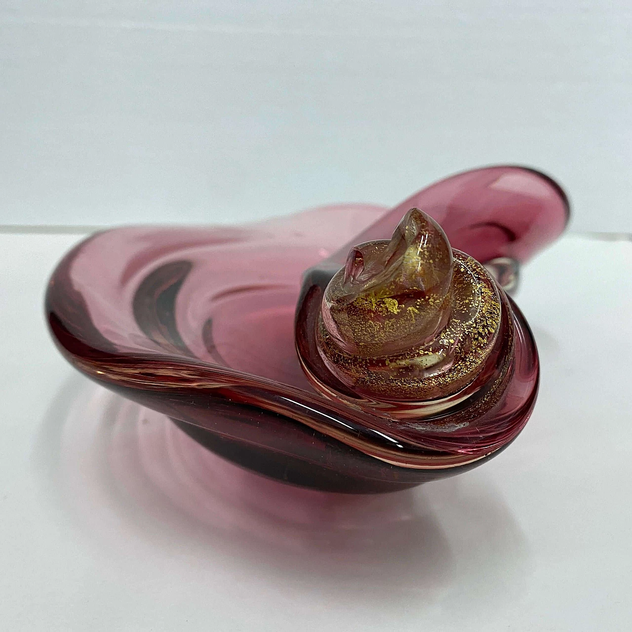 Purple and gold Murano glass ashtray, 1970s 2