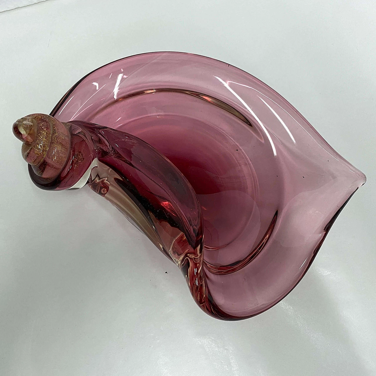 Purple and gold Murano glass ashtray, 1970s 4