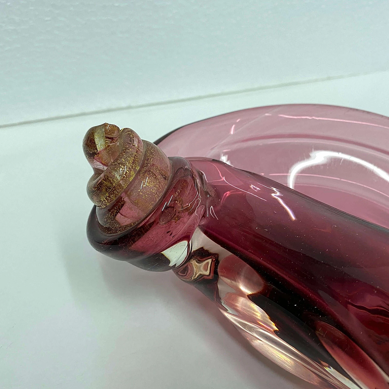 Purple and gold Murano glass ashtray, 1970s 9