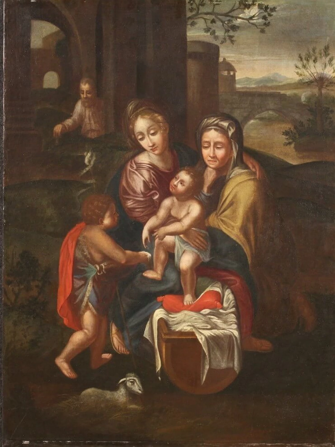 Olio su tela raffigurante Sacra Famiglia, '600 13