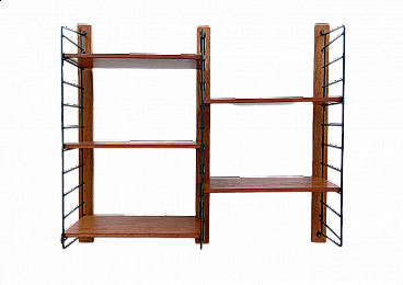 Hanging teak bookcase with 5 shelves, 1970s