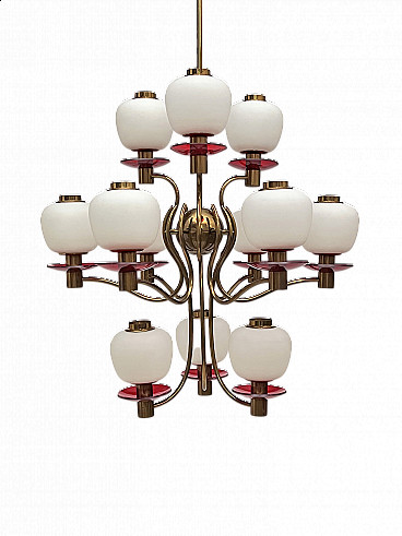 12-light chandelier by Angelo Lelli for Arredoluce, 1950s