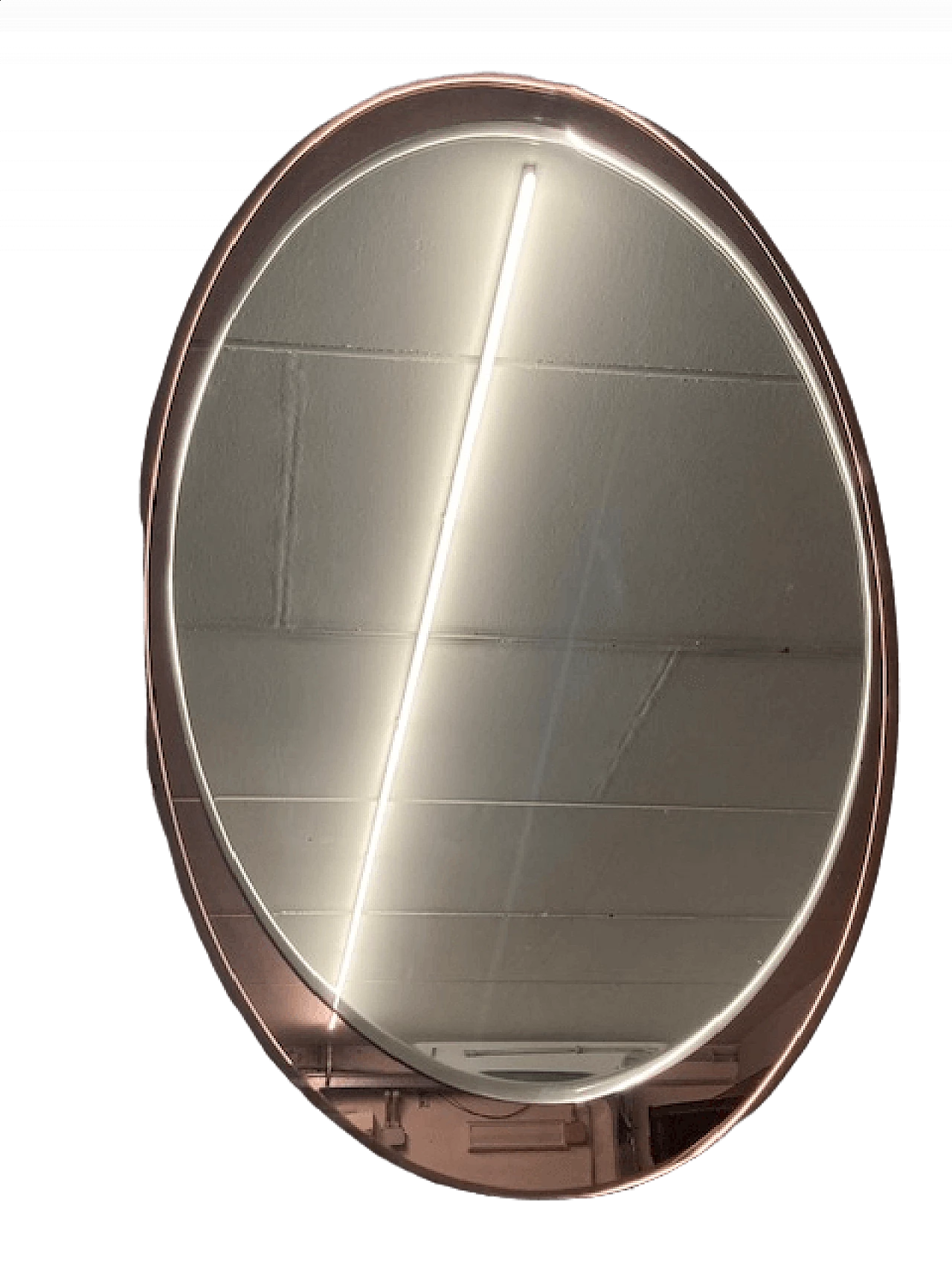 Oval mirror with pink background by Metalvetro Siena, 1970s 13