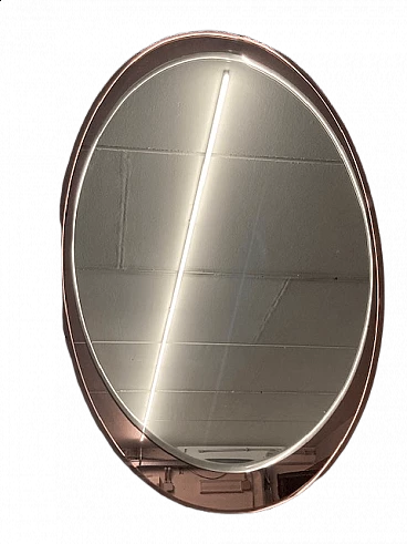 Oval mirror with pink background by Metalvetro Siena, 1970s