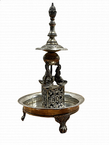 Silver centrepiece on two levels with marine decorations, 19th century