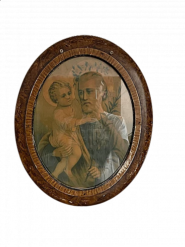 Quadro ovale raffigurante San Giuseppe col Bambino, '900