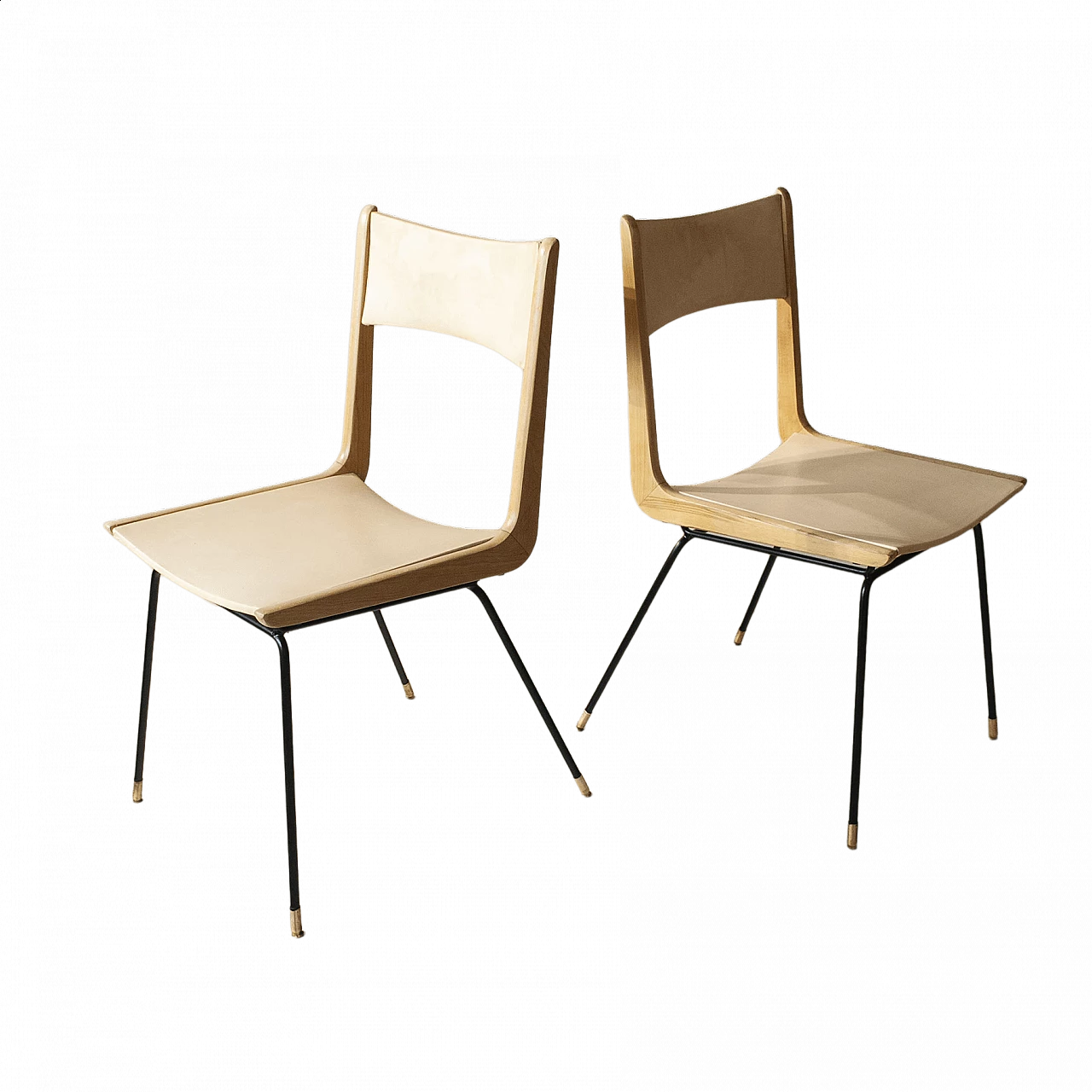 Coppia di sedie da pranzo Boomerang di Carlo De Carli, anni '50 6