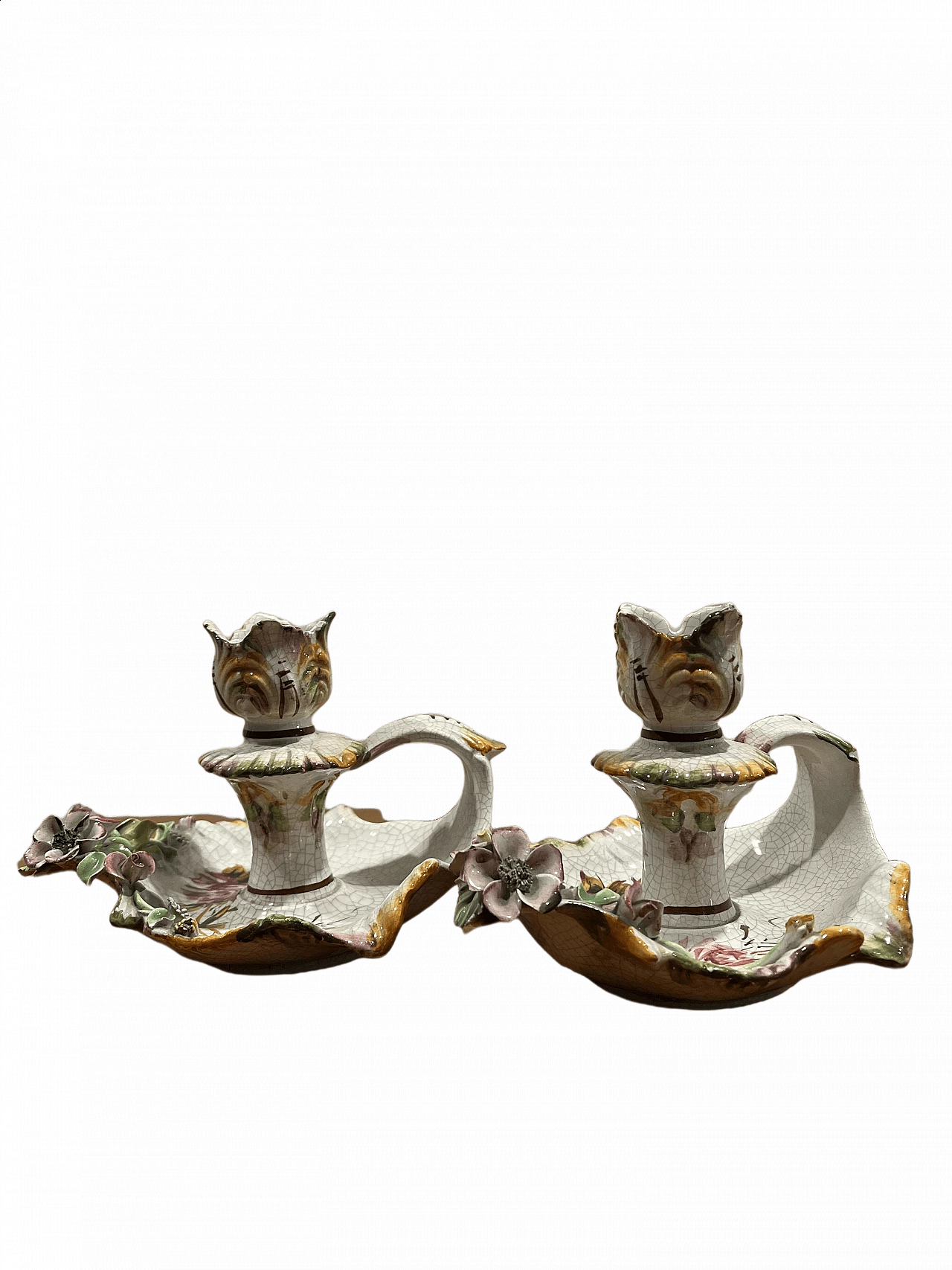 Coppia di candelieri in ceramica di Carpie Nova Bassano, anni '60 8