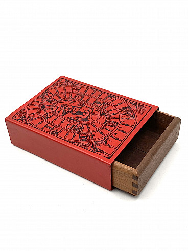 Red mahogany cigar box Game of the Goose, 1950s
