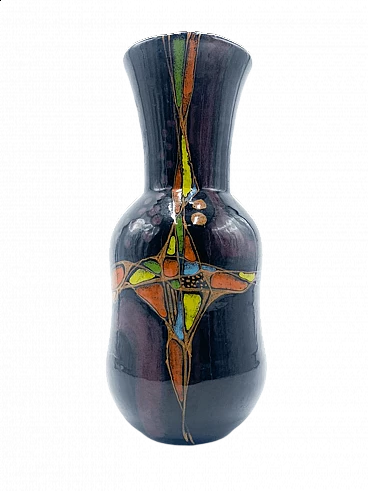 Vaso in ceramica decorata di Verzolini, anni '70