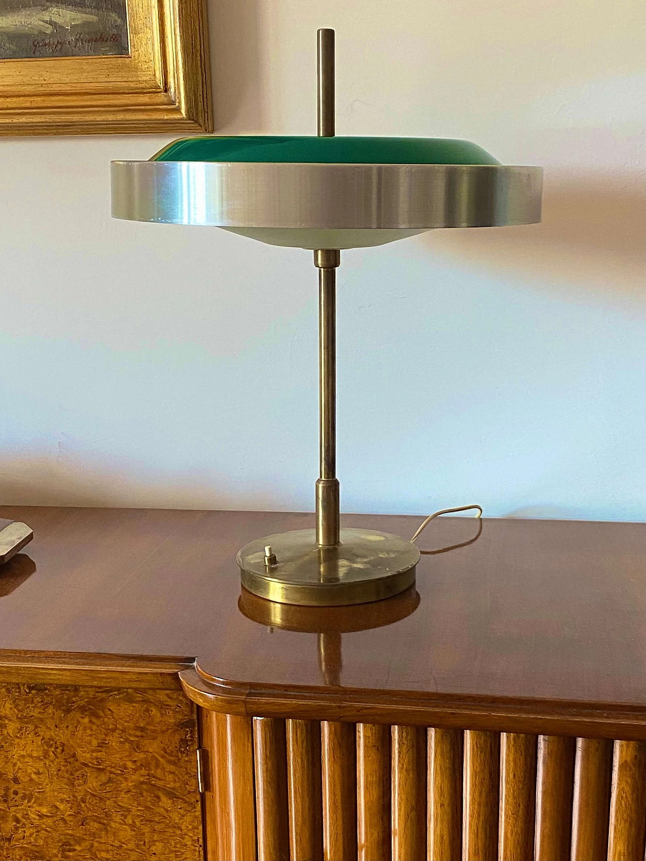 Lampada da tavolo in ottone e vetro di Oscar Torlasco per Lumi, anni '60 5