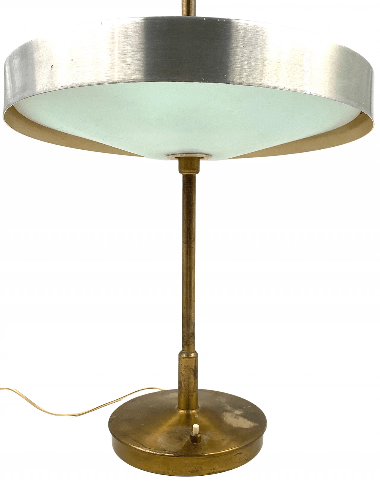 Lampada da tavolo in ottone e vetro di Oscar Torlasco per Lumi, anni '60 12