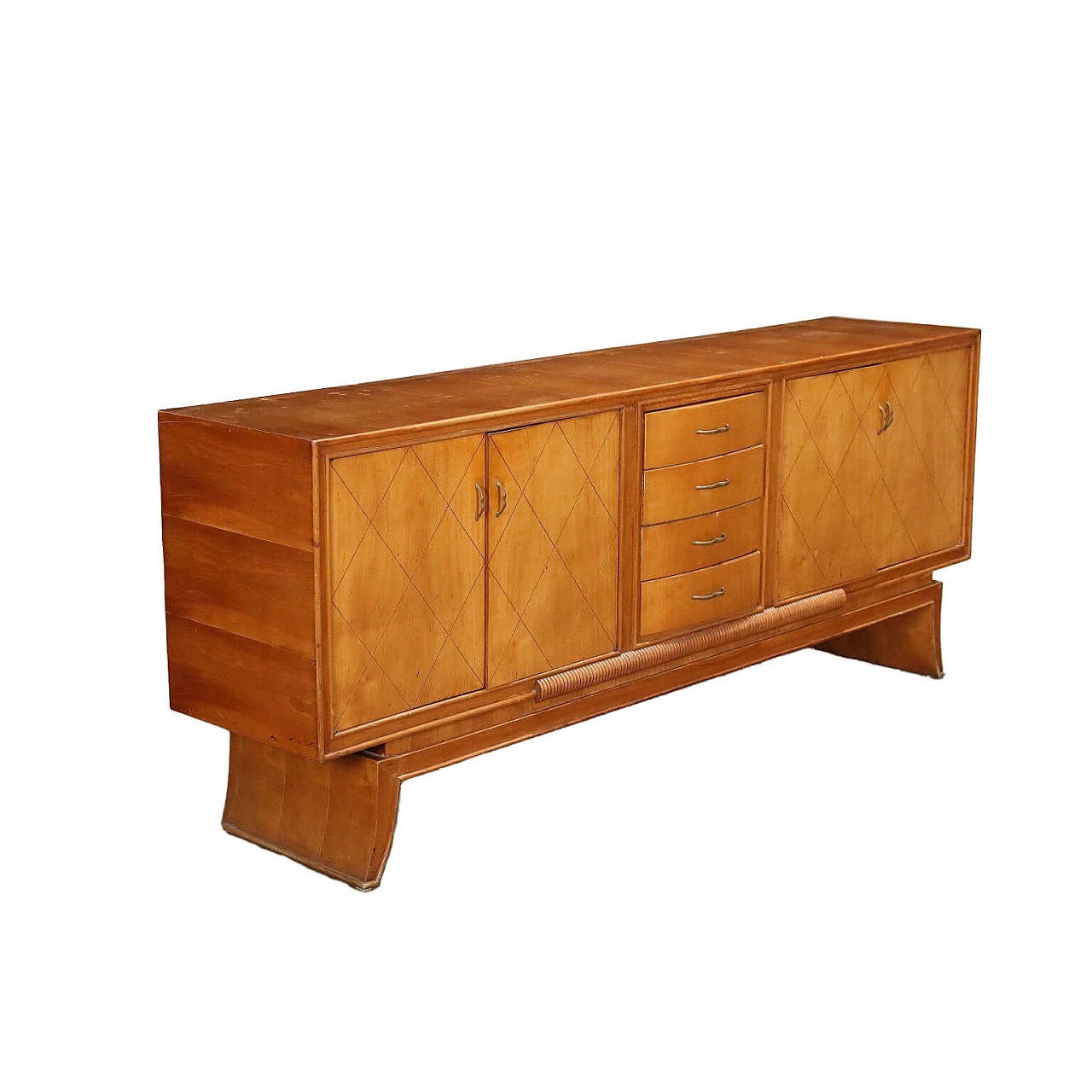 Walnut and beech sideboard with geometric decorations, 1940s 1