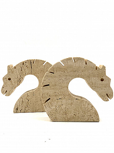 Horse-shaped travertine bookends by Fratelli Mannelli, 1970s