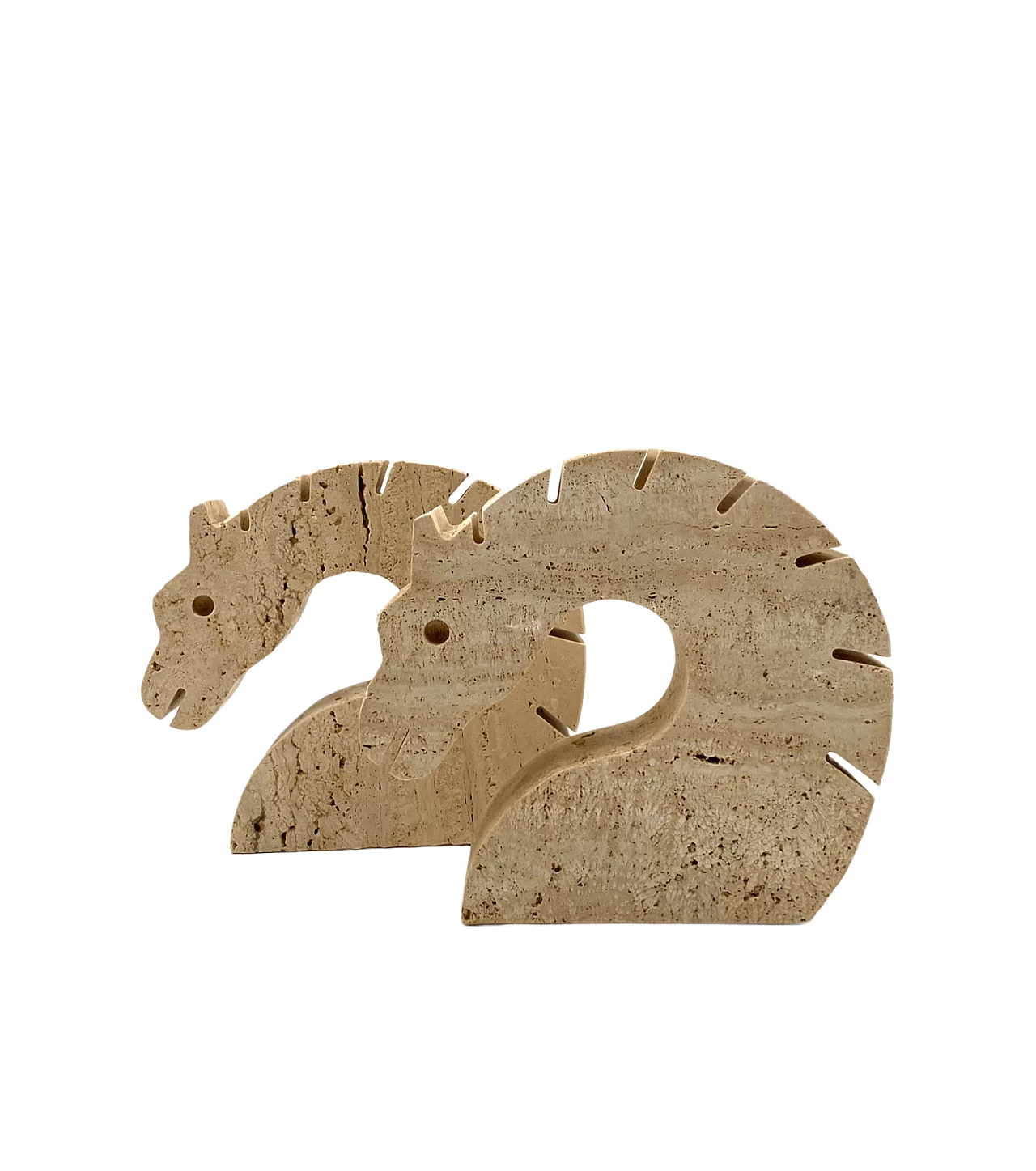 Reggilibri a forma di cavallo in travertino dei Fratelli Mannelli, anni '70 5