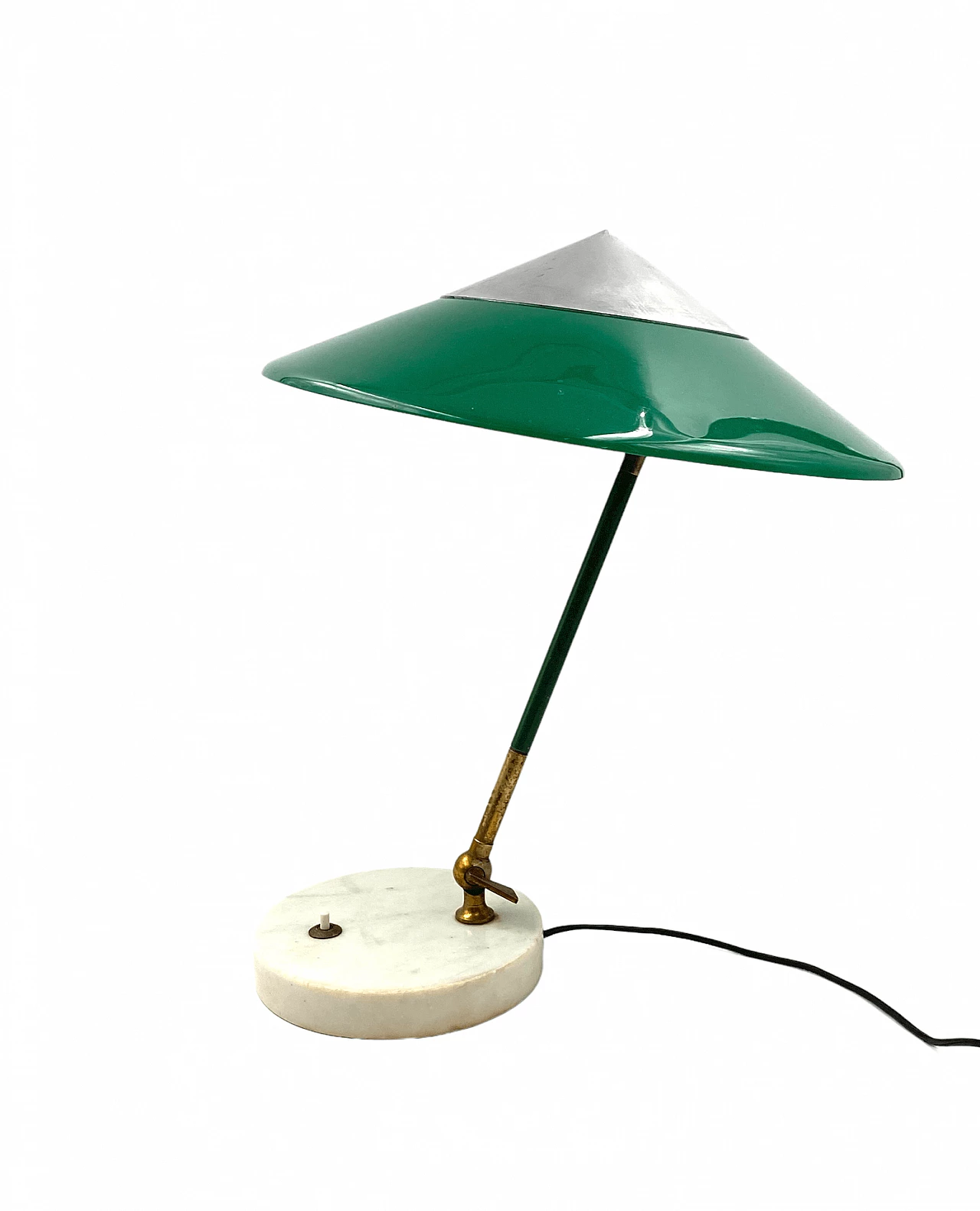 Green table lamp with marble base by Stilux, 1960s 1