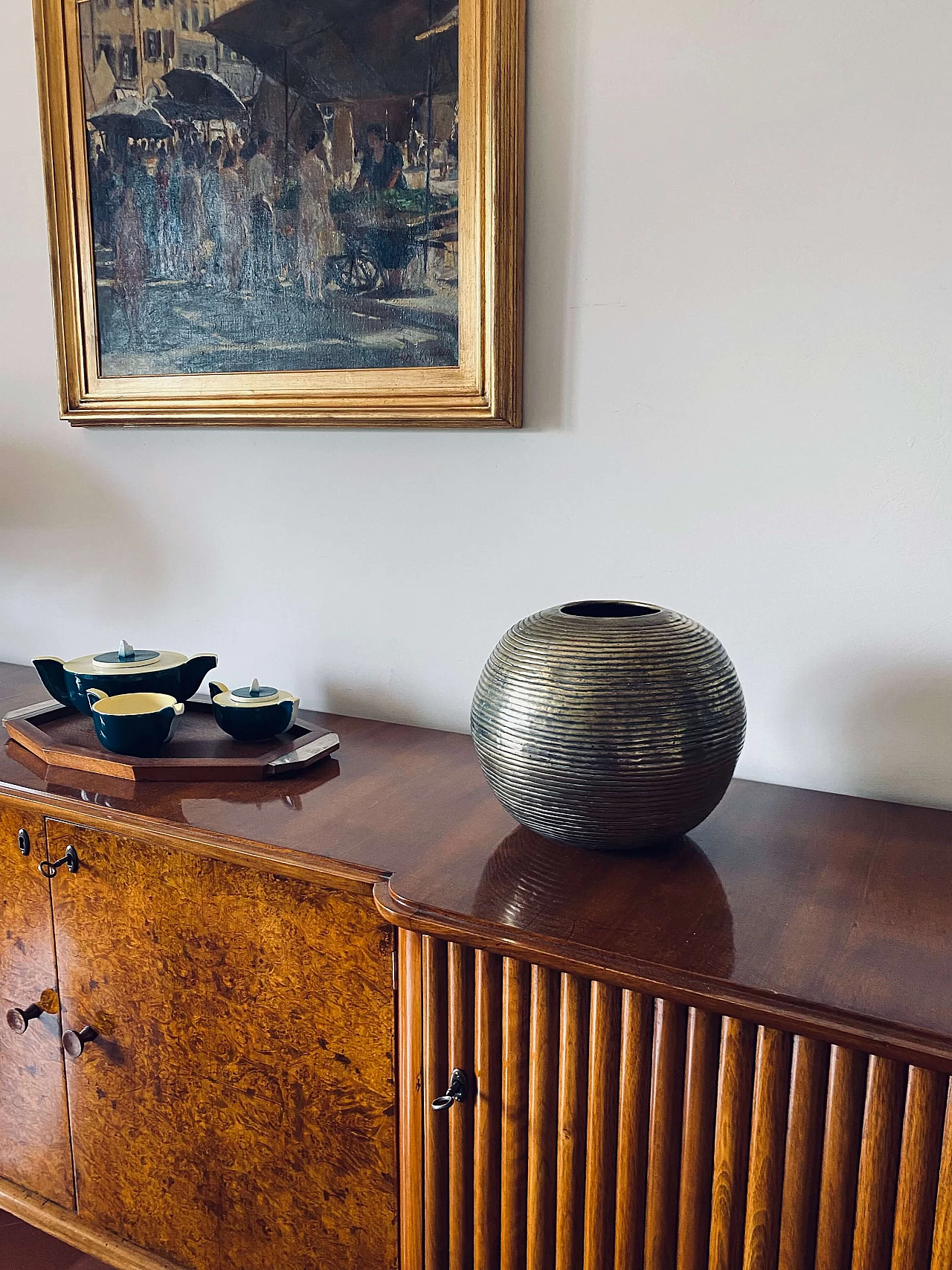 Vaso sferico in alluminio, anni '70 2