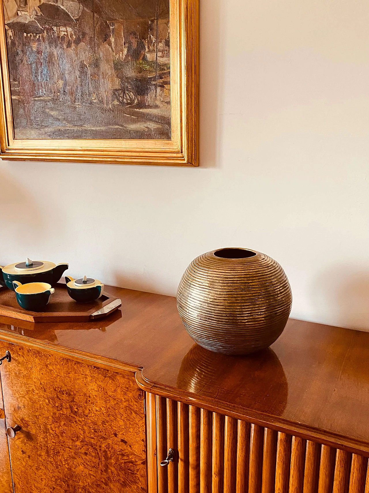 Vaso sferico in alluminio, anni '70 3