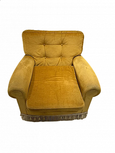 Armchair with yellow ochre fabric cover, 1980s