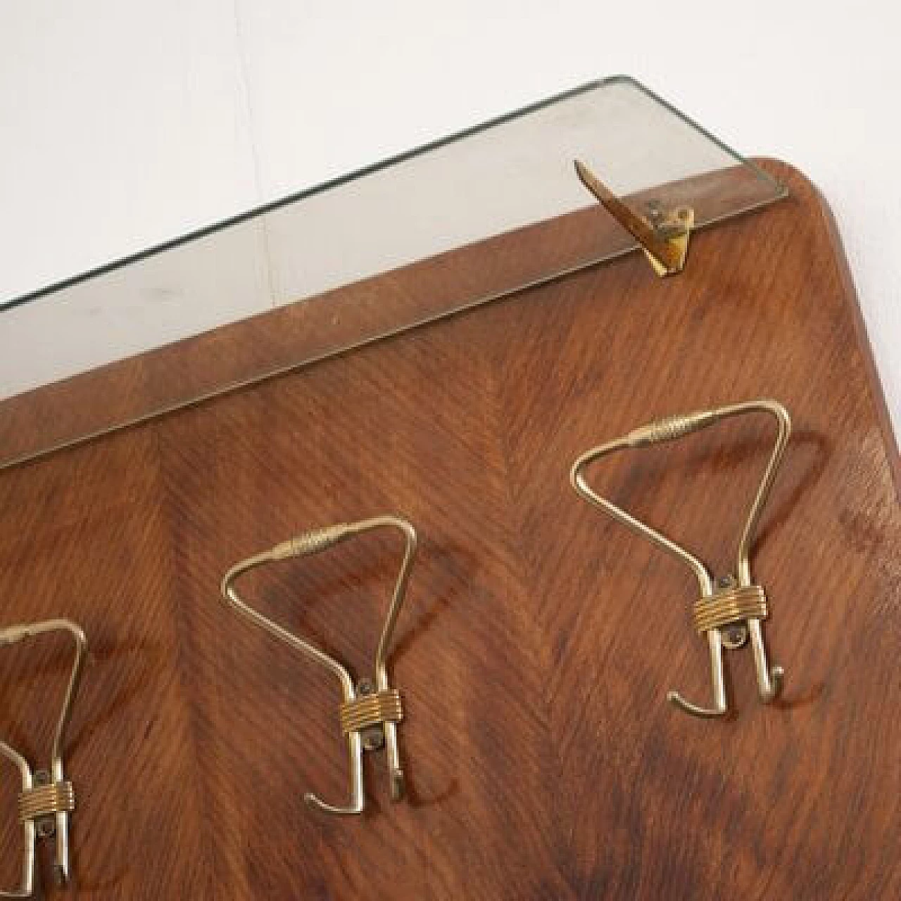 Brass and briarwood coat rack in the style of Gio Ponti, 1950s 2